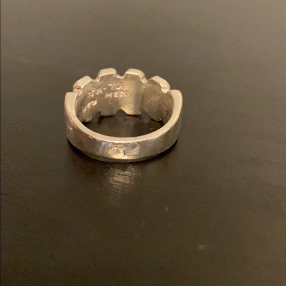 Rounded Geometric 925 Sterling Silver Ring Wide Band - Picture 4 of 9